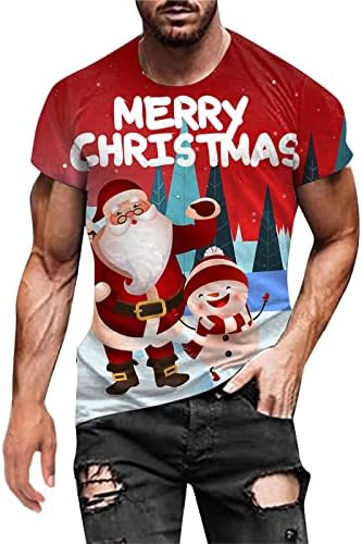 חולצות חג מולד של Wybaxz לגברים גברים סתיו חורף שרוול מזדמן שרוול קצר חג המולד 3D מודפסות חולצות אופנה חולצה עליונה