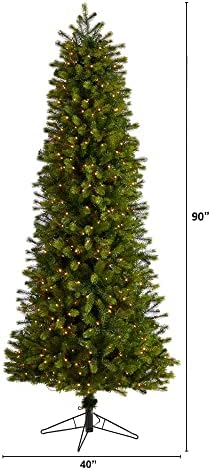 7.5ft. עץ חג המולד המלאכותי Slim Colorado Spruce Artificial עם 600 נורות LED מיקרו לבנות חמות עם טכנולוגיית חיבור מיידי ו 1316 ענפים הניתנים לכפיפה