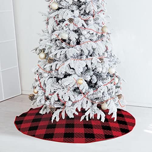 חצאית עץ חג המולד משובצת עץ עץ אדומה משובצת אדומה מכוסה אדום מכוסה למסיבת חג המולד קישוטים חגיגיים מקורה בחוץ