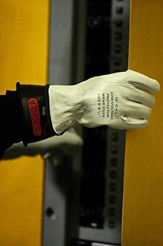 מחלקת הלבשה לאומית לבטיחות 0 ערכת פרימיום בידוד מתח גומי אדום עם כפפות סריגה ומגני עור, מקסימום. השתמש במתח 1,000 וולט AC/ 1,500V DC