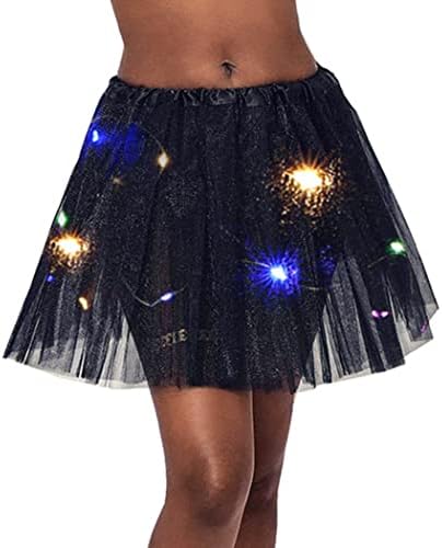 REETAN LED חצאית טוטו מדליקה חצאיות בשכבות מופע אופנה לחג המולד תלבושת טוטו לנשים ולבנות