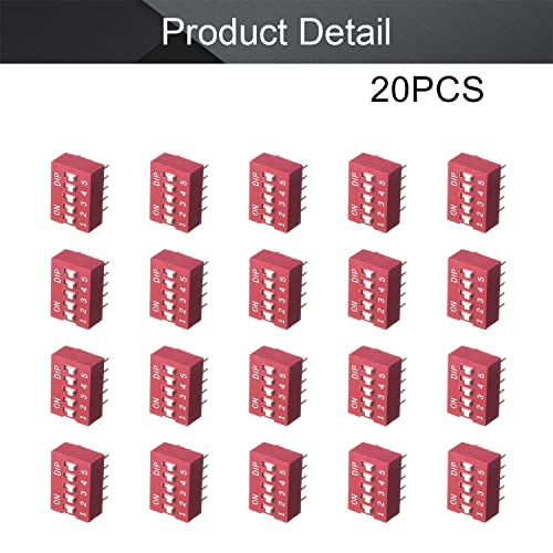 בטומשין 20 יחידות אדום לטבול מתג אופקי 1-5 עמדות 2.54 ממ המגרש עבור מעגל לוחות מעגלים מודפסים