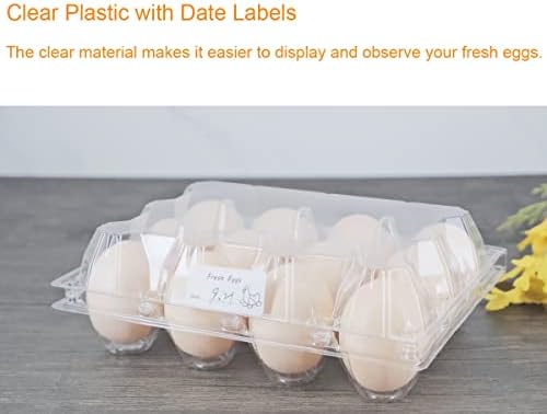 60 חבילות, ברור פלסטיק ריק ביצת קרטונים עם משלוח תוויות, מחזיק עד 12 ביצים באופן מאובטח, מושלם עבור משפחה מרעה חוות שווקים תצוגה-בינוני