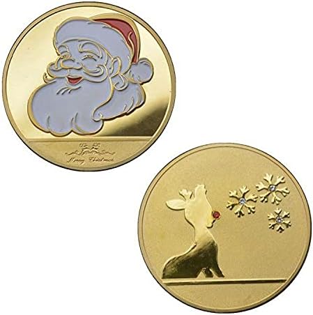 מטבע מטבע מועדף מטבע זיכרון לחג המולד איילים זהב ציפוי מדליה מוזה