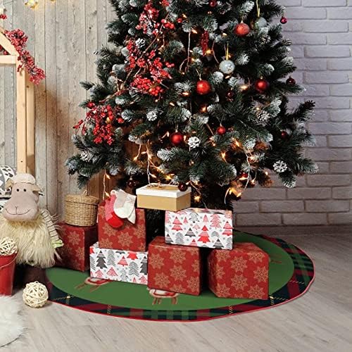 עץ חג המולד חצאית עץ חג המולד, מחצלת עץ חג המולד משובצת חג המולד, מחצלת בסיס עץ גנום 30 x30 לחג קישוטי מסיבות חג חורף עיצוב בית השנה החדשה