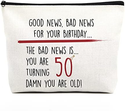 מתנות ליום הולדת 50 לנשים תיק איפור יום הולדת שמח רעיונות מתנה ליום הולדת מצחיקים קישוטי יום הולדת הומוריסטים מתנות ליום הולדת בן 50 לאמא שלה דודה חבר אתה מלא 50 אתה זקן