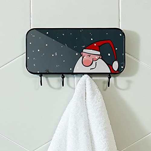 סנטה קלאוס מתנה לשלג לילה שמח על מעיל הדפסה מעיל קיר קיר קיר, מתלה מעיל כניסה עם 4 חיבור לעיל מעיל מגבות גלימות חדר אמבטיה כניסה לסלון
