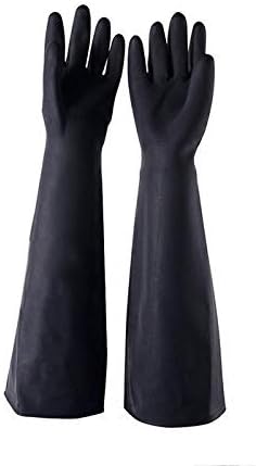 הוקוזי 1 זוג ארוך במיוחד לשימוש חוזר שחור לטקס כפפות, 23.6