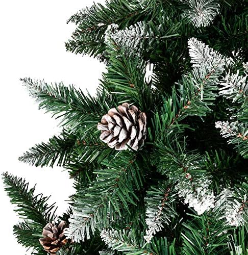 CYAYQ שלג נוהר עץ חג חג המולד מלאכותי, עץ מלא 7 רגל עם עץ מלא עם חרוטים אורנים, עץ חג המולד לא מוערך קישוט לחג המולד
