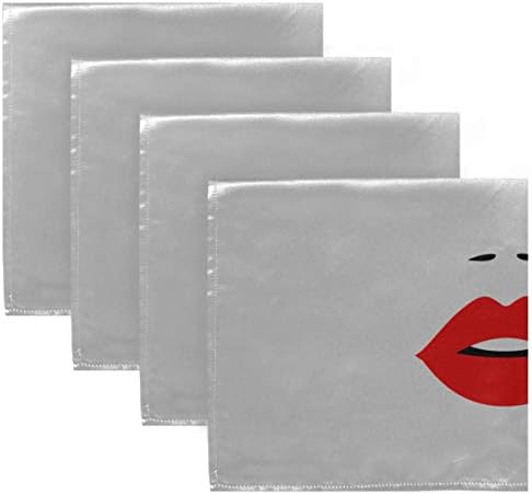 Enevotx מפיות קוקטייל דקורטיביים אישה יפהפייה פנים שפתיים אדומות גבות מפיות רכות 20 x 20 אינץ 'לארוחות משפחתיות, חתונות, קוקטייל, קישוט כלי שולחן מטבח