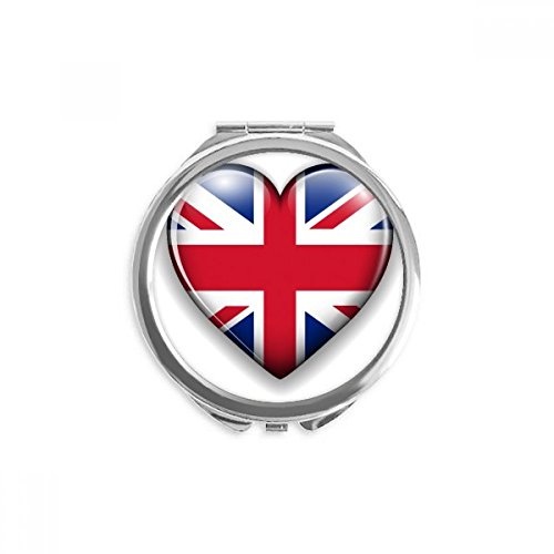 איחוד שקע לב בצורת בריטניה בריטניה דגל יד קומפקטי מראה עגול נייד כיס זכוכית