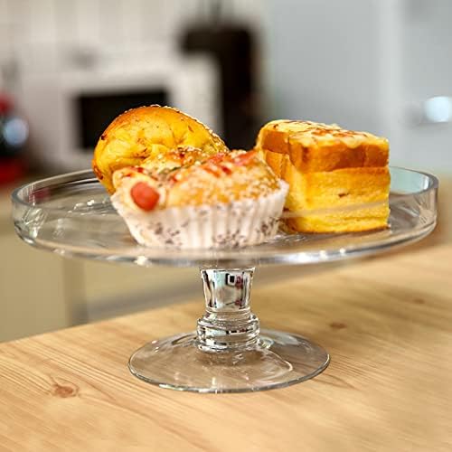 דוכן עוגת זכוכית עם מכסה, בסגנון מינימליסטי, 24 ס מ קוטר, עבור קערת סלט, מגש, דוכן תצוגה, חגיגה