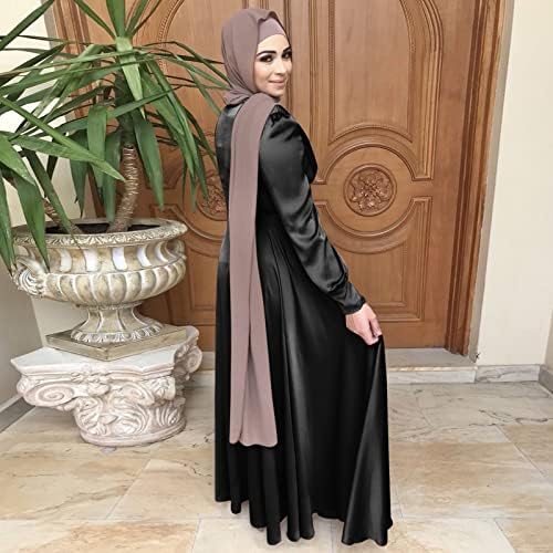 שמלה מזדמנת נשים סולידי פנס מוסלמי שרוול אביה אסלאמי ערבי קפטן אטום רוח אטומה ארוכה אלגנטית שמלה נשף שמלה נשף
