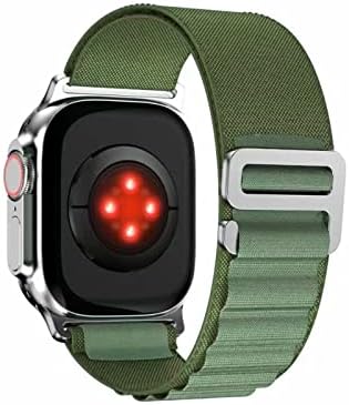 WKC לולאה אלפינית תואמת לפס שעון Apple 42 ממ 44 ממ 45 ממ 49 ממ, טקסטיל ניילון לולאה אלפינית מחוספסת עם מתכת G -Hook תואם ל- Apple Watch Ultra/SE/Series 8/7/6/4/3/2/1 שחור ירוק שחור קטן