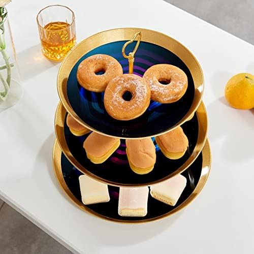 עוגת עומד סט של 3, גל מעגל רקע עוגת הכן תצוגת שולחן קינוח דוכן הקאפקייקס לחתונה תינוק מקלחת חגיגה