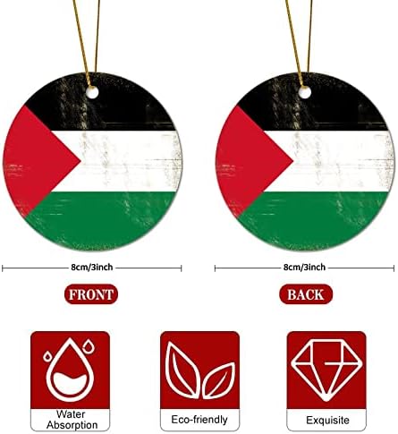 פלסטיני דגל חג המולד קרמיקה קישוט לאומי יום חג המולד קישוטי 3 אינץ תליית קישוטי בציר עץ חג המולד קישוט חג המולד המפלגה קישוטים