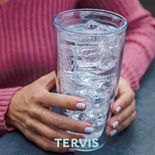 תצלום היביסקוס טרופי טרופי תוצרת ארהב כוס נסיעה כוסות כוסות כוסות כפולות שומרות על שתייה קרה וחמה, 24oz, ברור