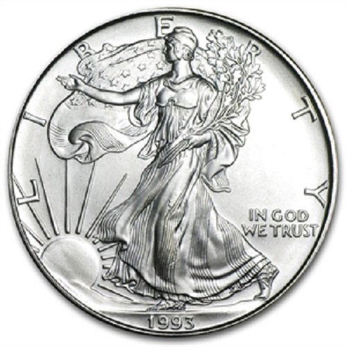 1993 - American Silver Eagle .999 כסף משובח עם תעודת האותנטיות שלנו דולר לא מחולק