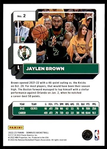 JAYLEN BROWN 2022-23 DONRUSS 2 NM+ -MT+ NBA כדורסל סלטיקס