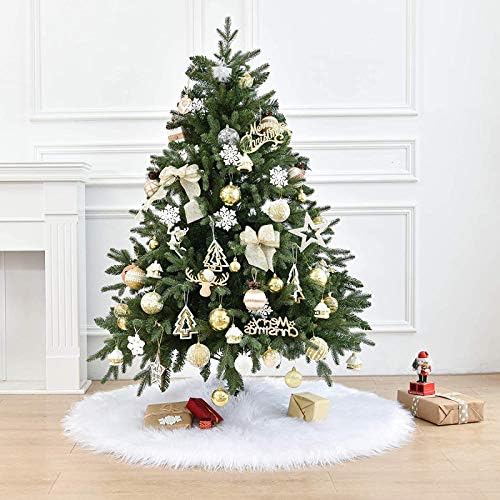 חצאיות עץ חג המולד של קטיפה לבנה רכה 47 פרווה פרווה חצאית עץ יוקרה חצאית למסיבות השנה החדשה של קישוטים לחג