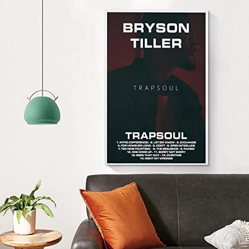 Qianc Bryson Tiller Trapsoul Trapsoul אלבום פוסטרים לכסות לחדר אסתטי בד אמנות פוסטר ואמנות קיר תמונה מודרנית פוסטרים לעיצוב חדר שינה משפחתי 12x18 אינץ '