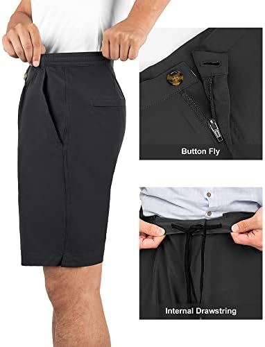 33,000ft Mens Classic-Fit 9 מכנסיים קצרים מהיר יבש גולף קצרים מותניים אלסטיים משיכת מכנסיים קצרים מדי יום לטיולים, דיג