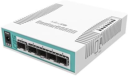 מתג Mikrotik CRS106-1C-5S עם כלובי SFP של 5X 1.25GBPS ו- 1X Gigabit Ethernet/SFP Combo Port