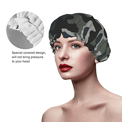 נשים לשימוש חוזר למתיחה שולי שיער כובע אפור הסוואה תבנית חלקה שכבות כפול