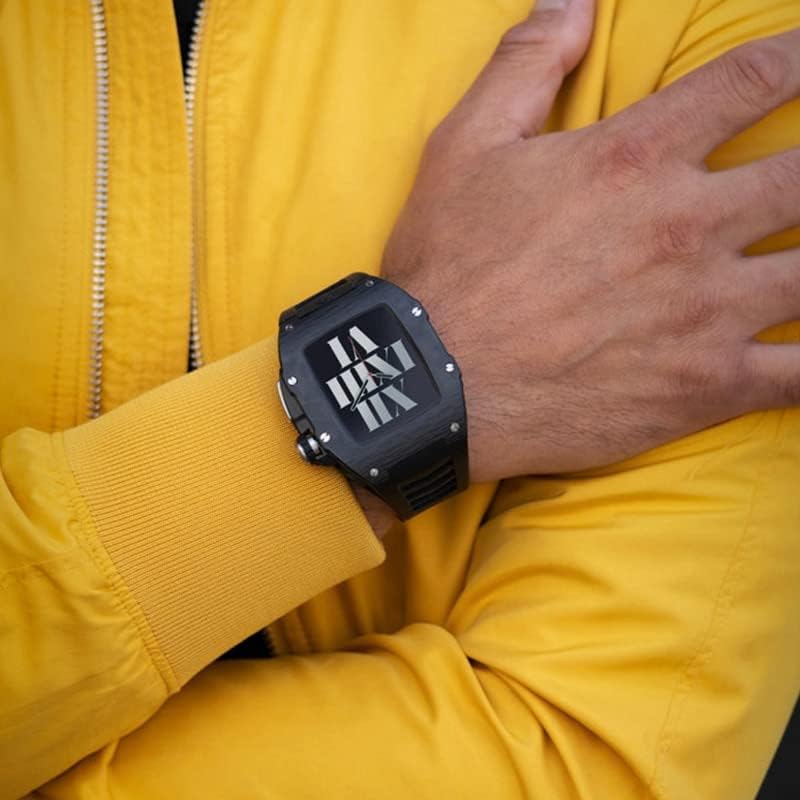 מארז מתכת חדש של Houcy עבור Apple Watch 44 ממ 45 ממ רצועת שעון נירוסטה עבור Apple Watch 7 41 ממ פס פגז IWatch Series 6 5 SE