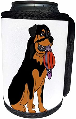 3 דרוז מצחיק רוטוויילר כלב כלב עם דיסק שבתאי. - יכול לעטוף בקבוקים קירור יותר