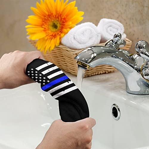 משטרת קו כחול דגל אמריקאי מגבות פנים פנים גוף שטיפה בגין מטלוני רחצה רכים עם חמוד מודפס למטבח אמבטיה מלון יומיומי שימוש