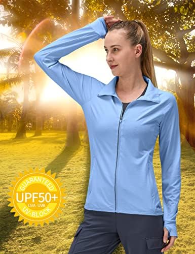 נשים UPF 50+ UV הגנה מפני הגנה בגדים שרוול ארוך חולצות טיול אתלטיות
