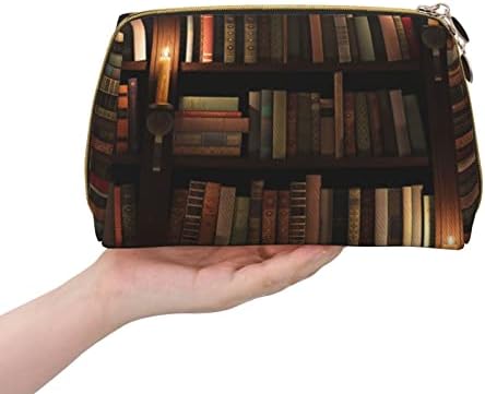 חדר הספרים של אוגנוט ספרייה מסתורית תיק טיול טיירה מארגן נסיעות לגברים ונשים, תיק איפור עור קל משקל תיק קוסמטי גדול