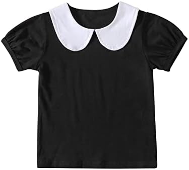פעוט תינוק פיטר פן צווארון חולצה בנות קצר שרוול חולצות בסיסי רך הסטודנטיאלי חולצות מוצק צבע טיז בגדים