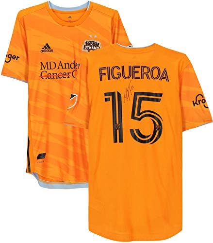 Maynor Figueroa Houston Dynamo FC חתימה על חתימה משומשת 15 גופיית כתום מעונת MLS 2020 - גופיות כדורגל עם חתימה