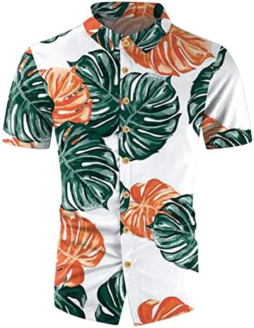 XXBR Mens Mens Hawaiian חולצות, קיץ שרוול קצר כפתור הדפס פרחוני טרופי למטה כושר רגוע בכושר חוף מזדמן חולצה