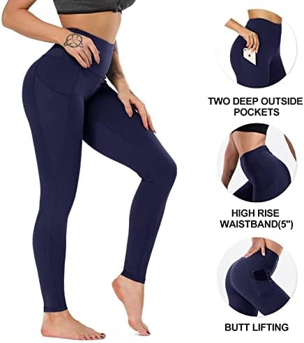 HLTPRO 3 חבילה חותלות קפרי לנשים עם כיסים - בקרת בטן שחורה במותניים גבוהות מכנסי יוגה קפריס לאימון