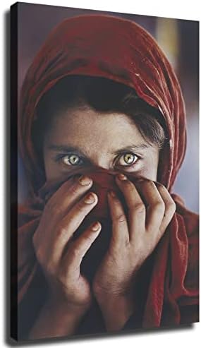 ילדה אפגנית עם עיניים ירוקות תמונות HD עיצוב בית ציור ציור חדר שינה מטבח אמנות קנבס עיצוב