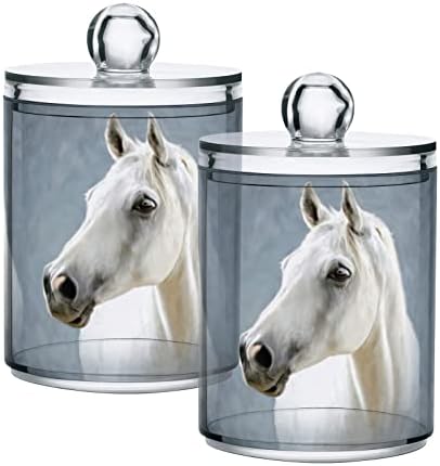 innewgogo סוס לבן 2 חבילות כותנה כותנה מחזיק כדורים מארגן מארגן מכולות אחסון מפלסטיק עם מכסים מחזיק QTIP אחסון מיכל אמבטיה מארגני אמבטיה מכולות לספוגי איפור