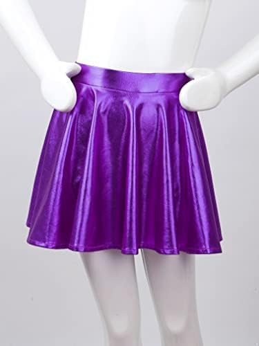 חצאית קפלים מתכתית מתכתית מבריקה עם מכנסיים קצרים מובנים לתלבושת למסיבת ריקוד בלט
