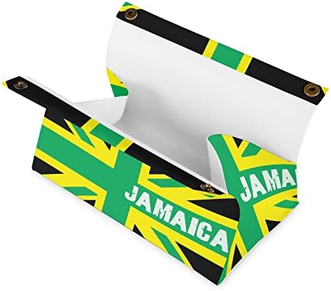 ג'מייקה ג'מייקנית הממלכה דגל קופסת רקמות כיסוי עור רקמות עור מחזיק רקמות מלבניות מארגן נייר מארז