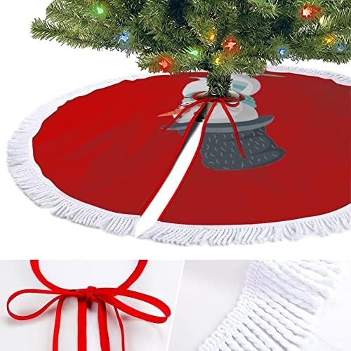 חצאית עץ חג המולד של איש שלג חמוד לקישוטי מסיבות חג עם תחרה ציצית