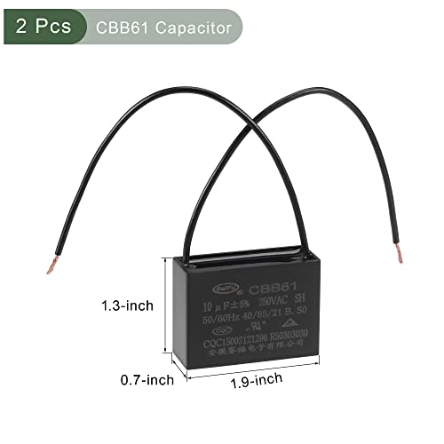 יוקייב 2 PCS קבלת מאוורר תקרה CBB61, קבלים פוליפרופילן מתכתיים קבלים מעולים עבור מעריצים משאבות מנועי ריצה