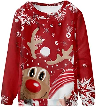 חולצת טריקו שרוול ארוך של גברים אופנה 3D הדפס מצחיק סוודר חג המולד מכוער צוואר עגול חולצות חולצות חולצות חולצות