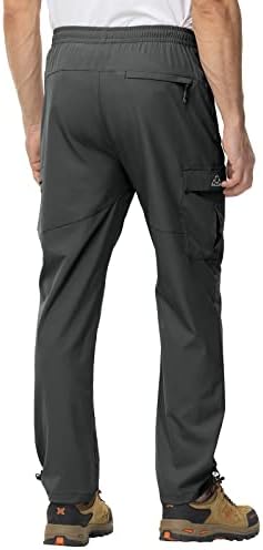 מכנסי טיול גברים של TBMPOY מהיר יבש קל משקל קלסטי עמיד במכנסיים סיבתיים חיצוניים עם 5 כיסים