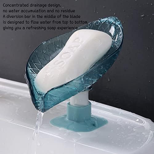 HIDDIT 2 אריזת תבשיל סבון קל לניקוי אוטומטי לניקוז אוטומטי יבש, צלחת סבון עלים שומרת על חטיפי סבון יבשים עם כוס יניקה
