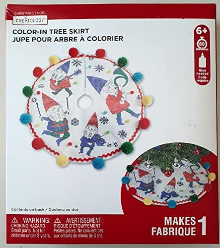 צבע מיני בחצאית עץ חג המולד - גמדים - בד - קוטר 13 אינץ ' - צבע עצמך קישוט