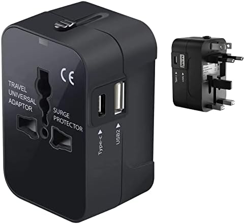 נסיעות USB פלוס מתאם כוח בינלאומי תואם לסמסונג SM-C900F עבור כוח ברחבי העולם לשלושה מכשירים USB Typec, USB-A לנסוע בין ארהב/איחוד האירופי/AUS/NZ/UK/CN