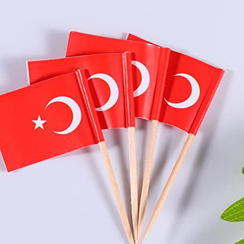 סוורורו טורקיה דגל תורכי קיסם דגלי 100 יחידות קטן מיני מקל כדורי הקאפקייקס תורכי דגלי המדינה מרים מסיבת קישוט חגיגת קוקטייל מזון בר עוגת דגלי