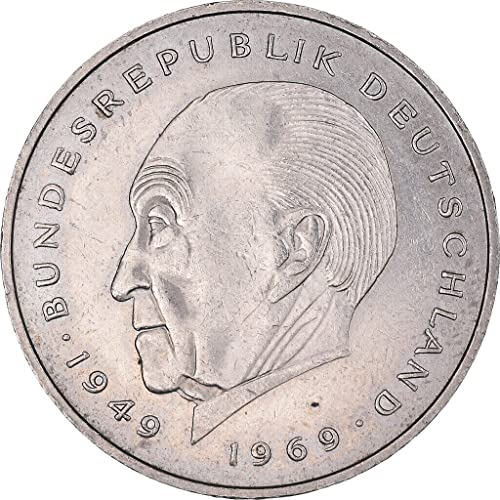 1969-1987 2 מטבע מארק גרמני, עם קונצ'לור הגרמני המודרני הראשון. 2 דויטשה מארק שדורג על ידי המוכר המופץ על ידי המוכר